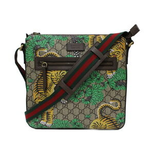 GUCCI Bengal Tiger Shoulder Bag GG Supreme Canvas Leather Beige Tan